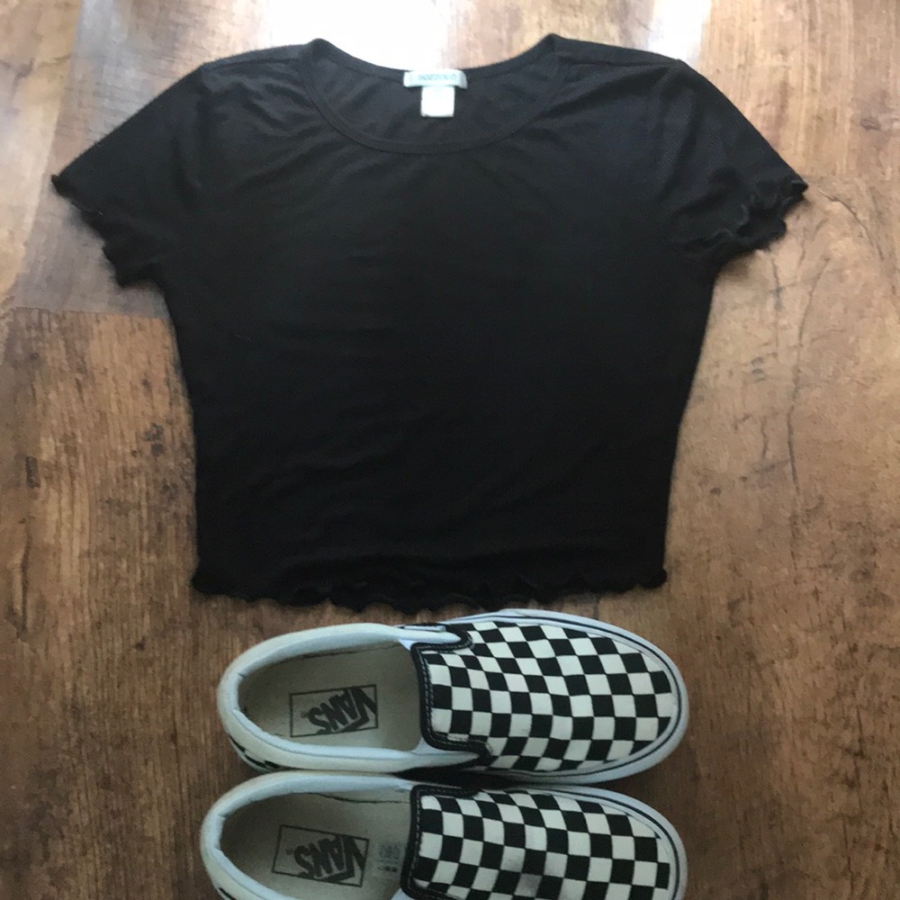 Bozzolo Ribbed Black Crop Tee